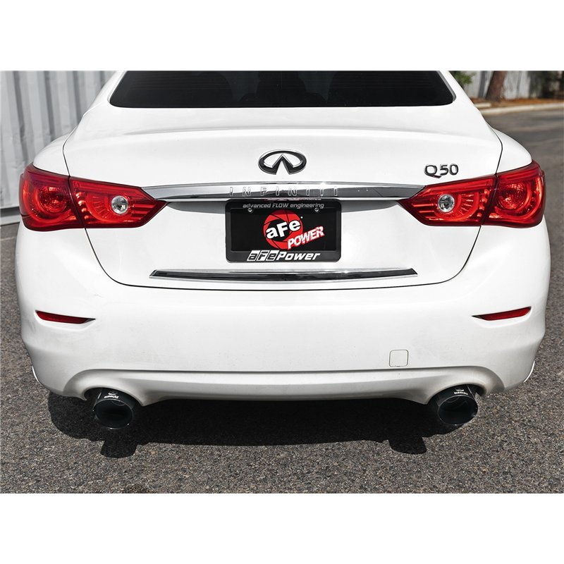 aFe Power | Takeda 2-1/2 IN 304 Stainless Steel Cat-Back Exhaust System w/Black Tips - Q50 3.0T 2016-2024
