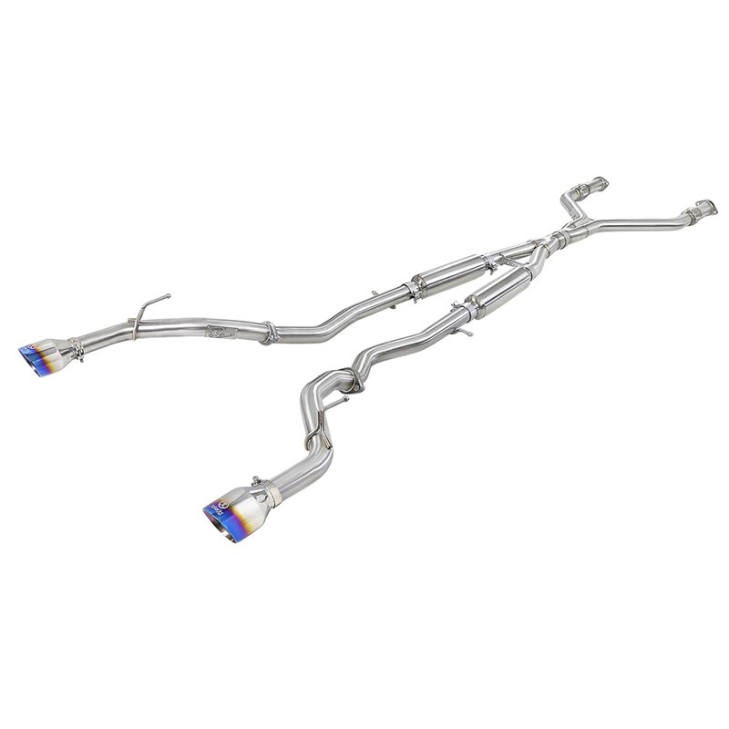 aFe Power | Takeda 2-1/2 IN 304 Stainless Steel Cat-Back Exhaust System w/Blue Flame Tips - Q50 3.0T 2016-2024
