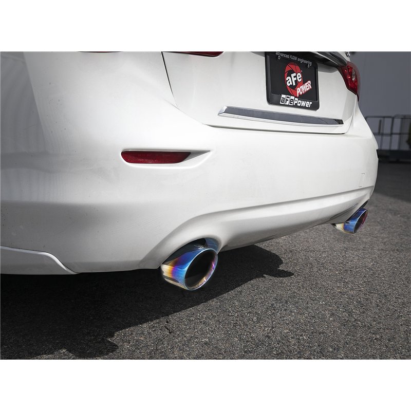 aFe Power | Takeda 2-1/2 IN 304 Stainless Steel Cat-Back Exhaust System w/Blue Flame Tips - Q50 3.0T 2016-2024