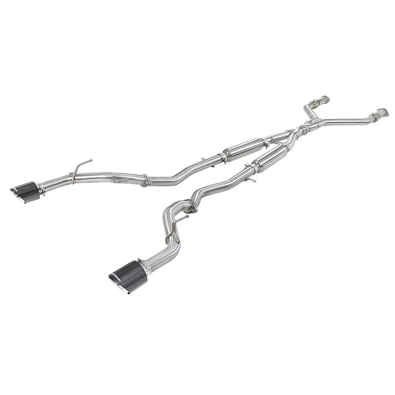 aFe Power | Takeda 2-1/2 IN 304 Stainless Steel Cat-Back Exhaust System w/Carbon Fiber Tip - Q60 3.0T 2017-2022
