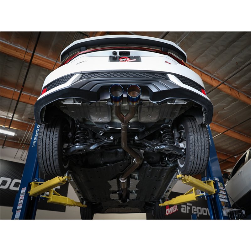 aFe Power | Takeda 2-1/2 IN 304 Stainless Steel Cat-Back Exhaust System w/Blue Flame Tip - Civic 1.5T 2017-2020