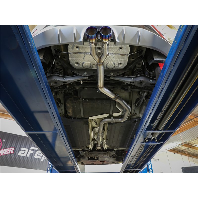 aFe Power | Takeda 3 IN to 2-1/2 IN 304 Stainless Steel Axle-Back Exhaust Carbon Fiber Tip - Veloster 1.6T 2019-2021