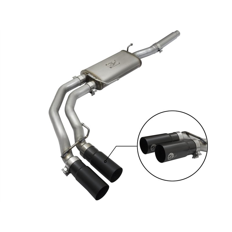 aFe Power | Rebel Series 3 IN to 2-1/2 IN 409 Stainless Steel Cat-Back Exhaust w/Black Tip - F-150 4.6L / 5.4L 2004-2008