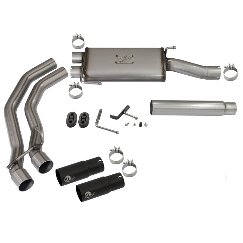 aFe Power | Rebel Series 3 IN to 2-1/2 IN 409 Stainless Steel Cat-Back Exhaust w/Black Tip - F-150 4.6L / 5.4L 2004-2008