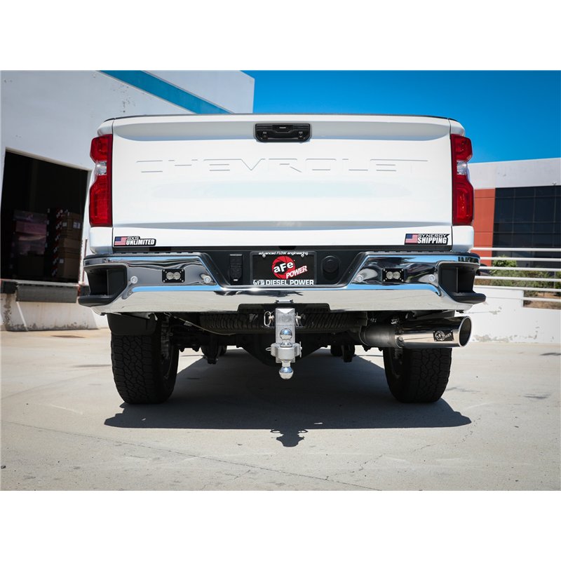 aFe Power | Large Bore-HD 5 IN 409 Stainless Steel DPF-Back Exhaust System w/Polished Tip - Silverado / Sierra 2500 HD / 3500 HD