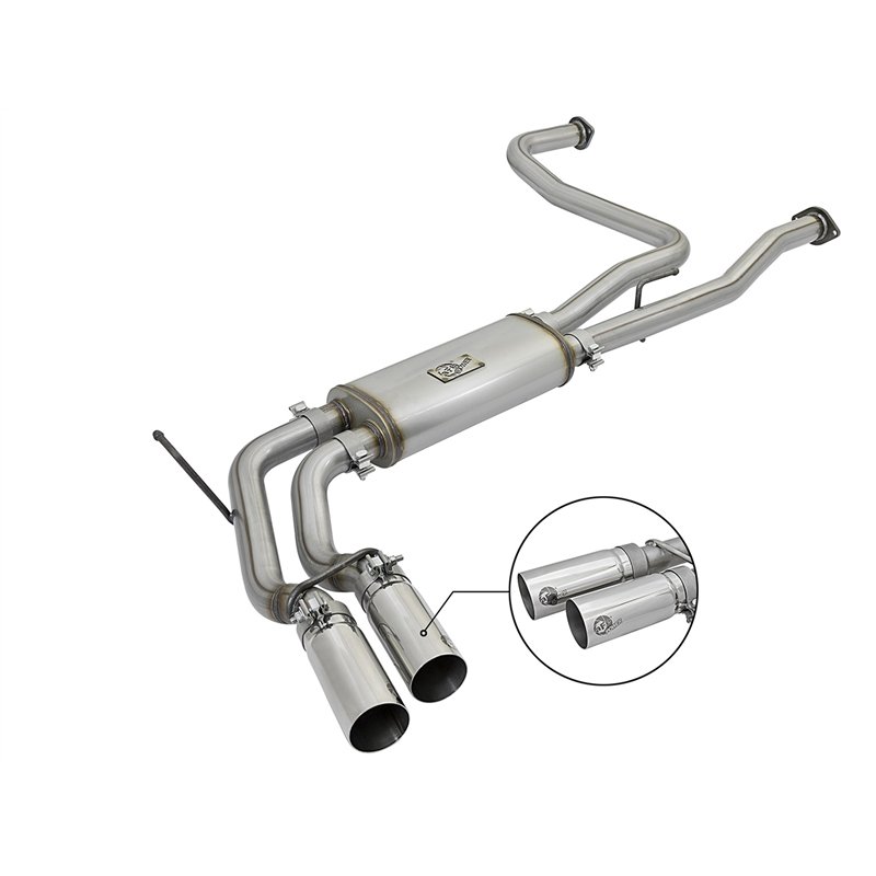 aFe Power | Rebel Series 3 IN 409 Stainless Steel Cat-Back Exhaust System w/Polished Tip - Titan 5.6L 2004-2015