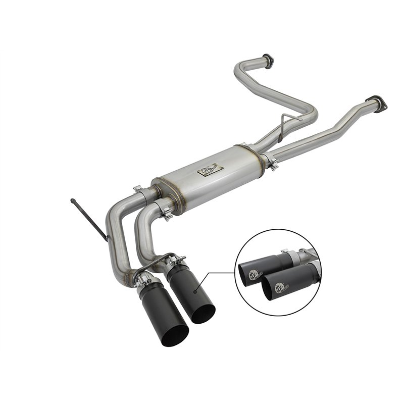 aFe Power | Rebel Series 2-1/2in. Cat-Back Exhaust System w/Black Tip - Titan 5.6L 2017-2021