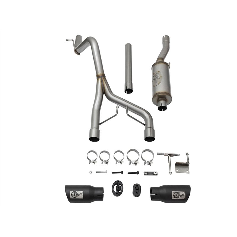 aFe Power | Rebel Series 2-1/2 IN 409 Stainless Steel Cat-Back Exhaust System w/Black Tip - Wrangler (JK) 3.6L / 3.8L 2007-2018