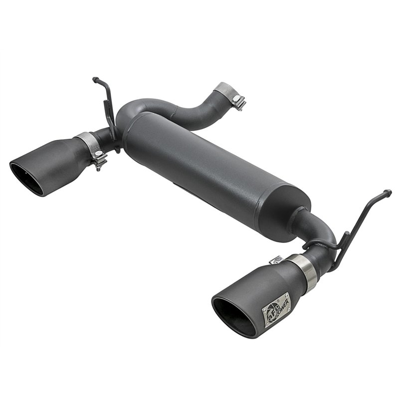 aFe Power | Rebel Series 2-1/2 IN 409 Stainless Steel Axle-Back Exhaust System w/Black Tips - Wrangler (JK) 3.6L / 3.8L 2007-201