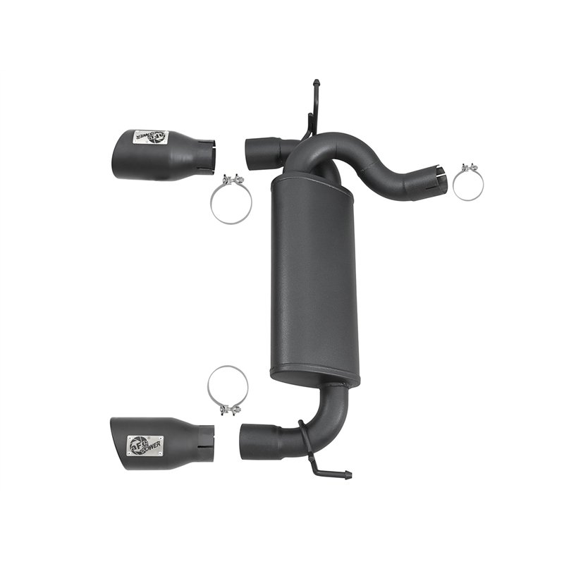 aFe Power | Rebel Series 2-1/2 IN 409 Stainless Steel Axle-Back Exhaust System w/Black Tips - Wrangler (JK) 3.6L / 3.8L 2007-201