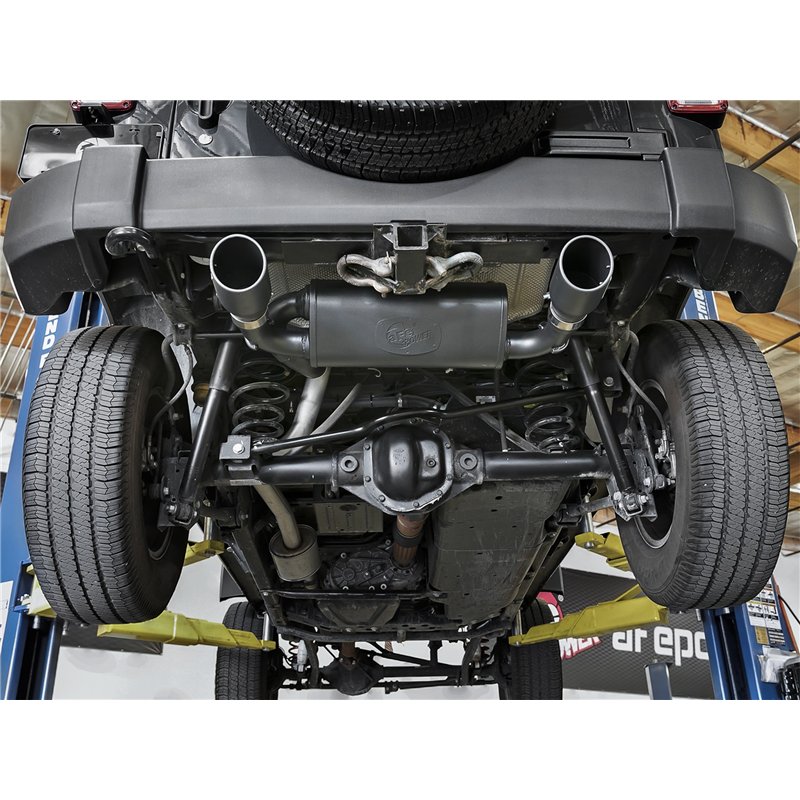 aFe Power | Rebel Series 2-1/2 IN 409 Stainless Steel Axle-Back Exhaust System w/Black Tips - Wrangler (JK) 3.6L / 3.8L 2007-201