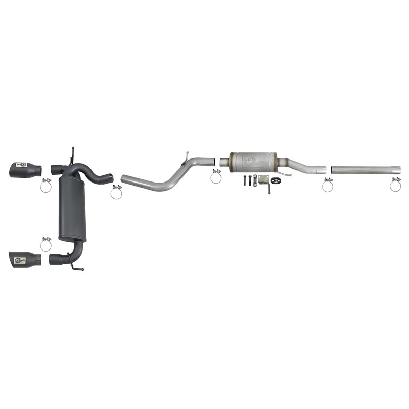 aFe Power | Rebel Series 2-1/2 IN 409 Stainless Steel Cat-Back Exhaust System w/Black Tips - Wrangler (JK) 3.6L / 3.8L 2007-2018