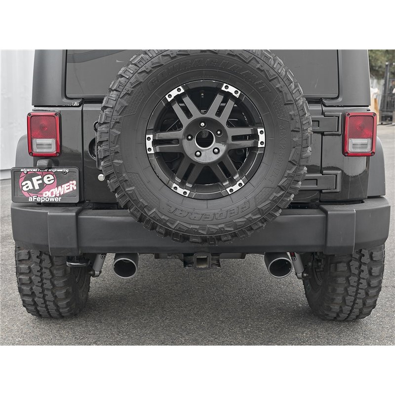 aFe Power | Rebel Series 2-1/2 IN 409 Stainless Steel Cat-Back Exhaust System w/Black Tips - Wrangler (JK) 3.6L / 3.8L 2007-2018