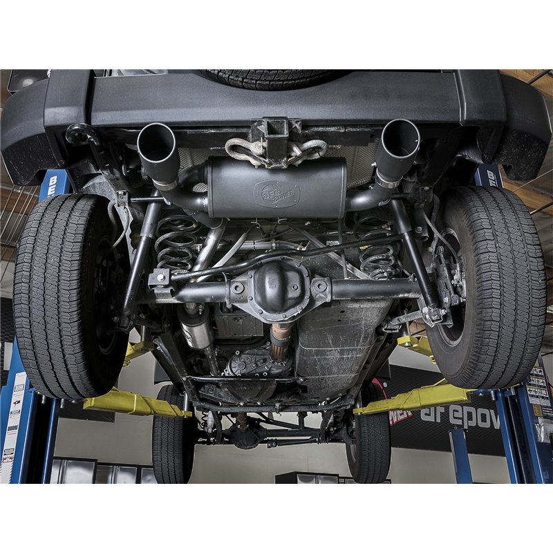 aFe Power | Rebel Series 2-1/2 IN 409 Stainless Steel Cat-Back Exhaust System w/Black Tips - Wrangler (JK) 3.6L / 3.8L 2007-2018