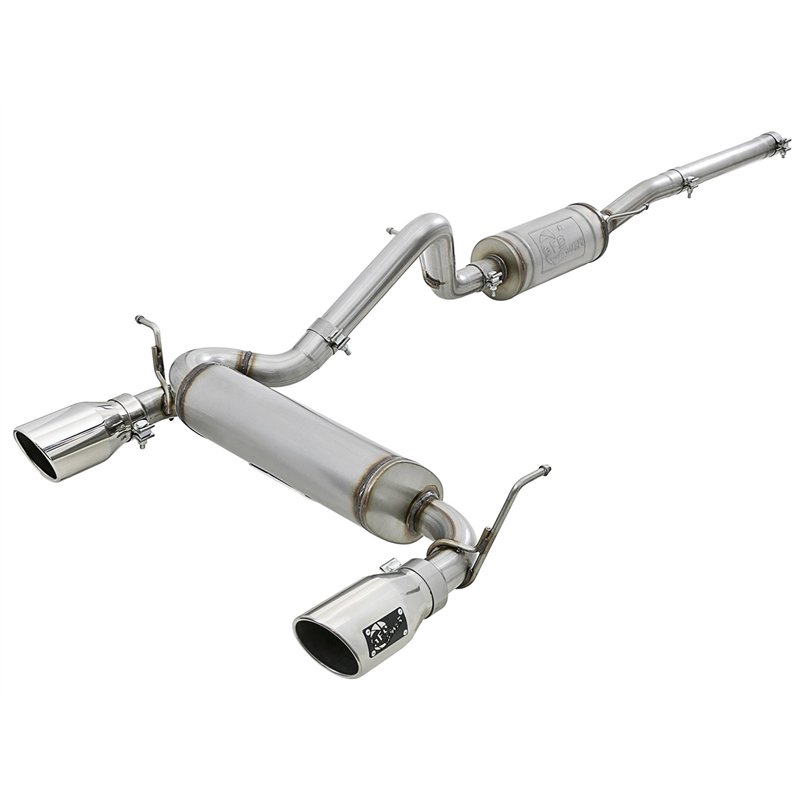 aFe Power | Rebel Series 2-1/2 IN 409 Stainless Steel Cat-Back Exhaust w/Polished Tips - Wrangler (JK) 3.6L / 3.8L 2007-2018