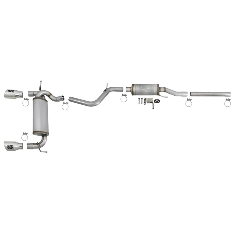 aFe Power | Rebel Series 2-1/2 IN 409 Stainless Steel Cat-Back Exhaust w/Polished Tips - Wrangler (JK) 3.6L / 3.8L 2007-2018