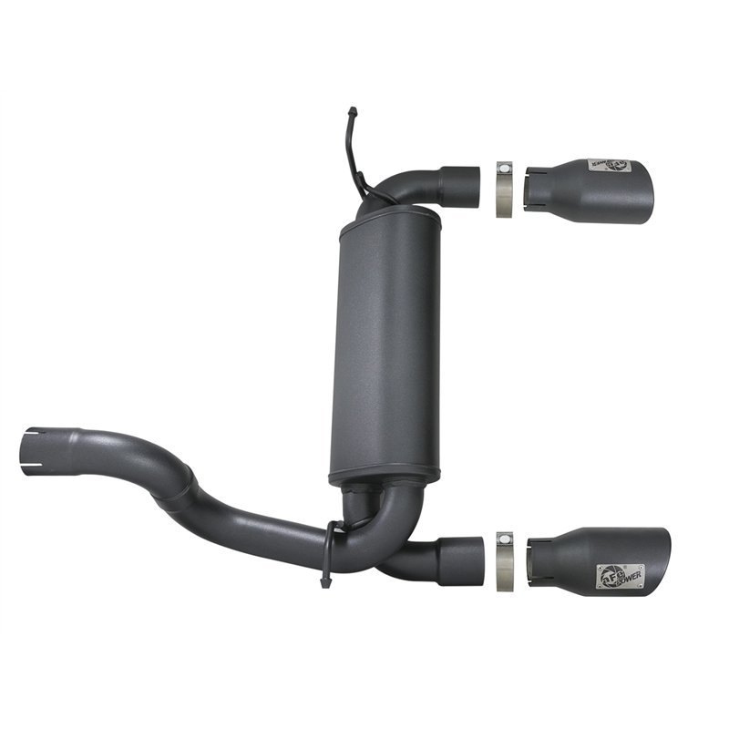 aFe Power | Rebel Series 2-1/2 IN 409 Stainless Steel Axle-Back Exhaust System w/Black Tips - Wrangler (JL) 2.0T / 3.6L 2018-202