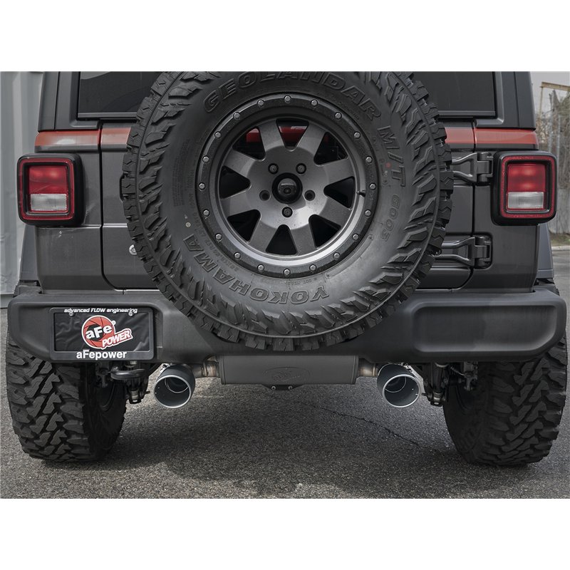 aFe Power | Rebel Series 2-1/2 IN 409 Stainless Steel Axle-Back Exhaust System w/Black Tips - Wrangler (JL) 2.0T / 3.6L 2018-202