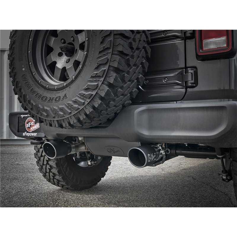 aFe Power | Rebel Series 2-1/2 IN 409 Stainless Steel Axle-Back Exhaust System w/Black Tips - Wrangler (JL) 2.0T / 3.6L 2018-202