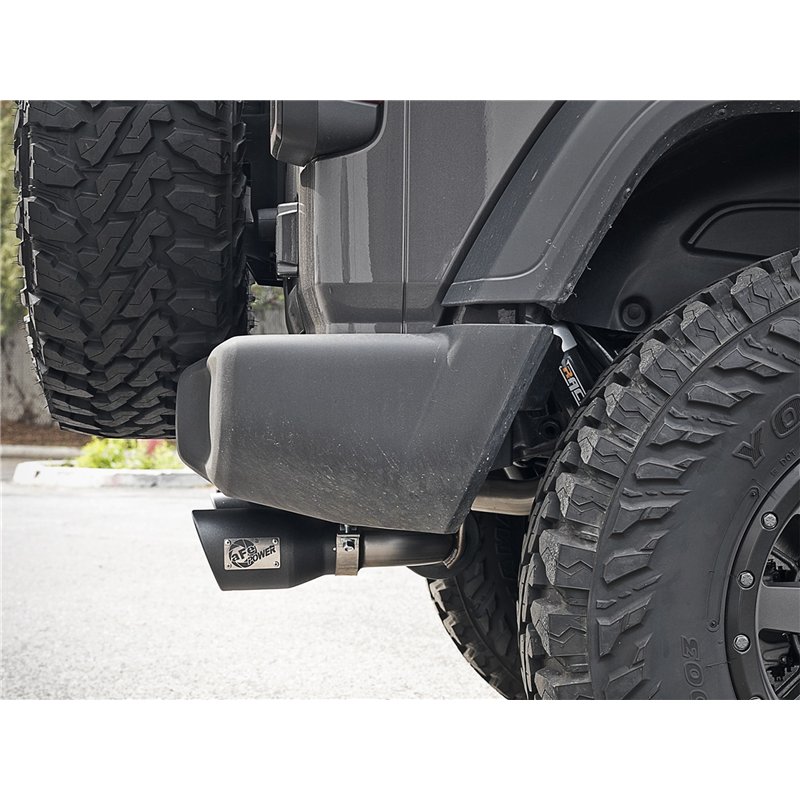aFe Power | Rebel Series 2-1/2 IN 409 Stainless Steel Axle-Back Exhaust System w/Black Tips - Wrangler (JL) 2.0T / 3.6L 2018-202