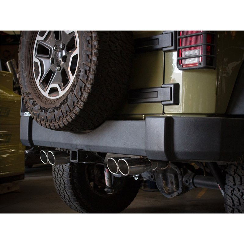 aFe Power | Rebel Series 2-1/2 IN 409 Stainless Steel Axle-Back Exhaust System Polished - Wrangler (JK) 3.6L / 3.8L 2007-2018