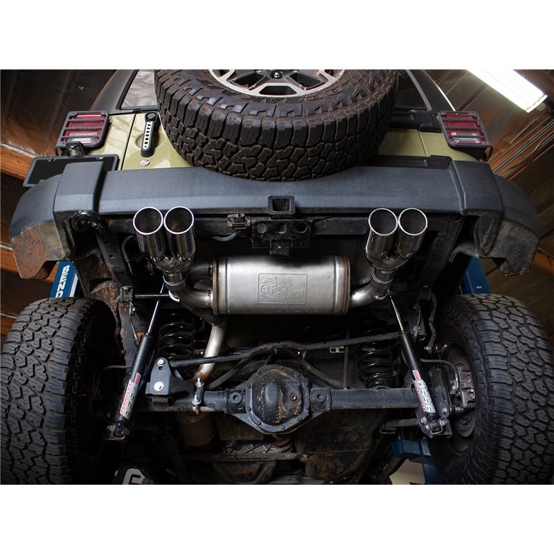 aFe Power | Rebel Series 2-1/2 IN 409 Stainless Steel Axle-Back Exhaust System Polished - Wrangler (JK) 3.6L / 3.8L 2007-2018