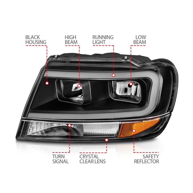 Anzo USA | Crystal Headlight Set - Grand Cherokee 4.0L / 4.7L 1999-2004