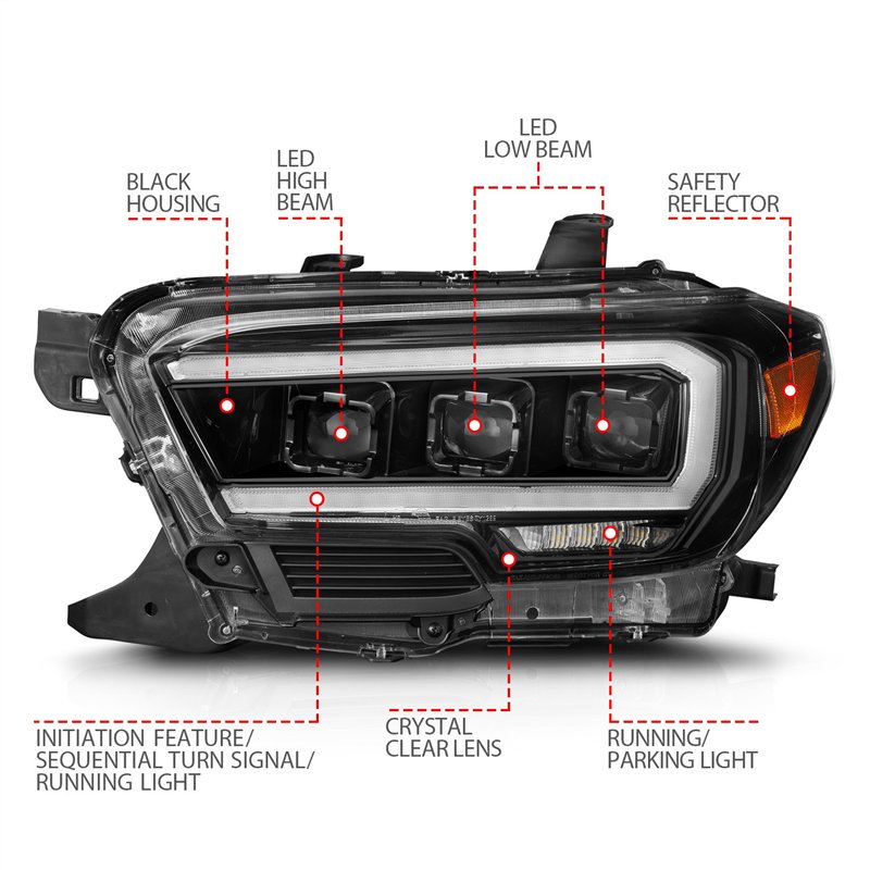 Anzo USA | Projector Headlight Set - Tacoma SR / SR5 2.7L / 3.5L 2016-2023