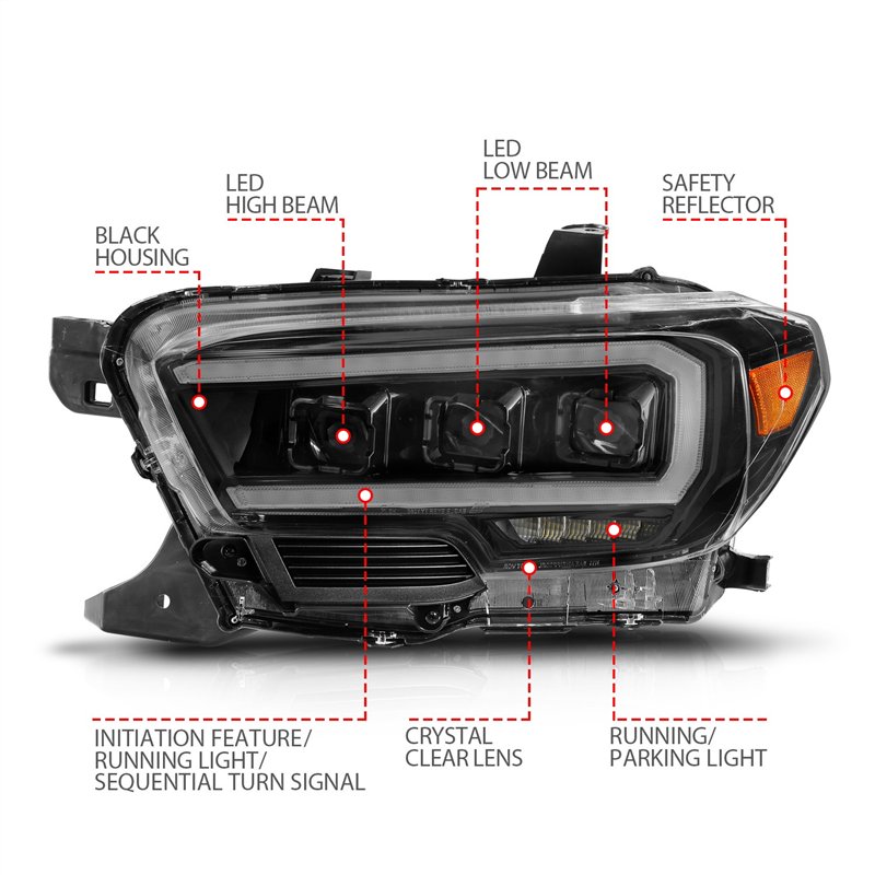 Anzo USA | Projector Headlight Set - Tacoma 2.7L / 3.5L 2016-2023