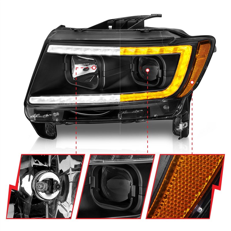 Anzo USA | Projector Headlight Set - Grand Cherokee 3.6L / 5.7L / 6.4L 2011-2013