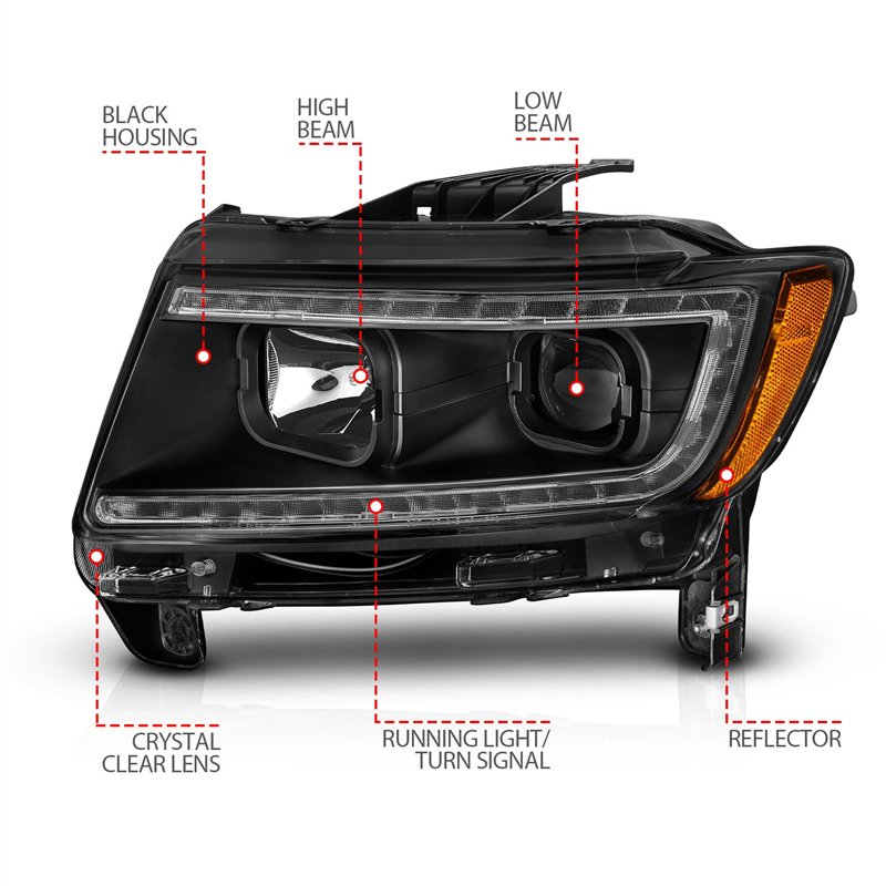 Anzo USA | Projector Headlight Set - Grand Cherokee 3.6L / 5.7L / 6.4L 2011-2013