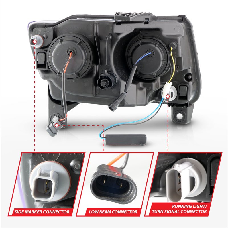 Anzo USA | Projector Headlight Set - Grand Cherokee 3.6L / 5.7L / 6.4L 2011-2013