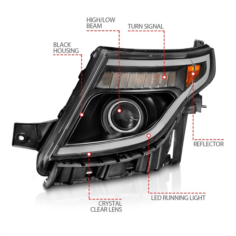 Anzo USA | Projector Headlight Set - Explorer 2.0T / 3.5L 2011-2015