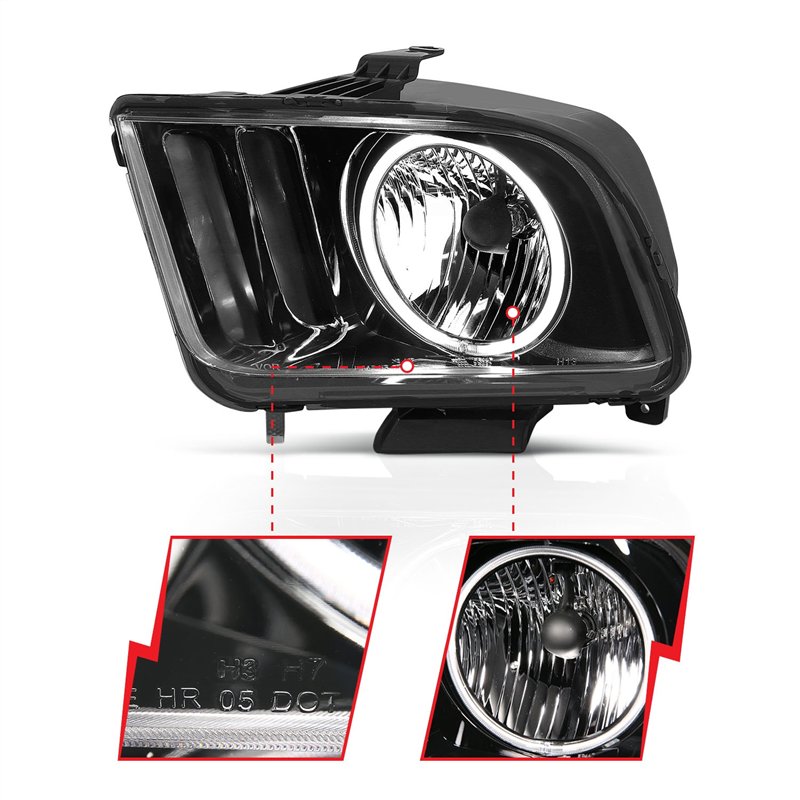 Anzo USA | Crystal Headlight Set w/Halo - Mustang 4.0L / 4.6L / 5.4L 2005-2009
