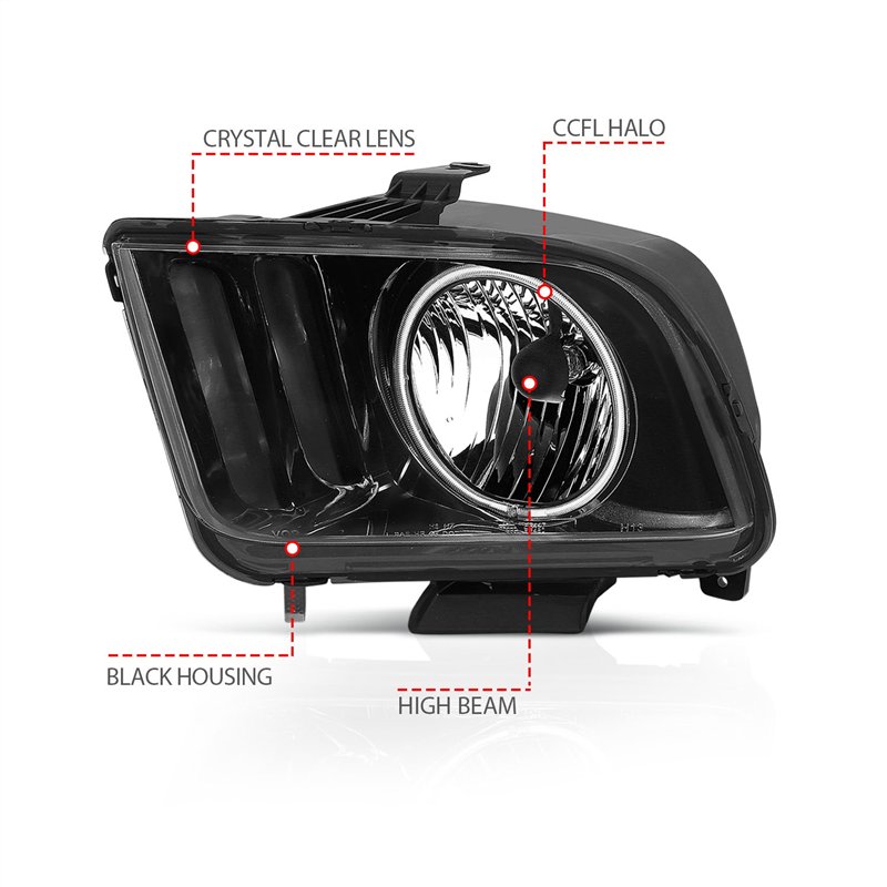 Anzo USA | Crystal Headlight Set w/Halo - Mustang 4.0L / 4.6L / 5.4L 2005-2009