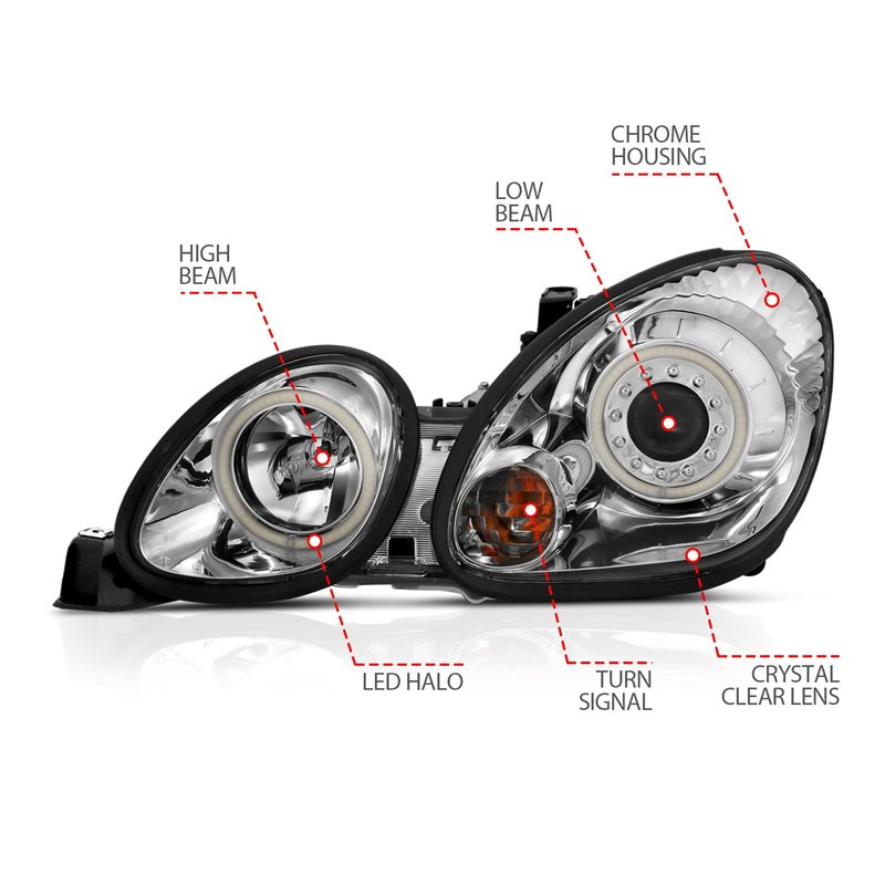 Anzo USA | Projector Headlight Set w/Halo - GS300 / GS400 / GS430 2000-2005