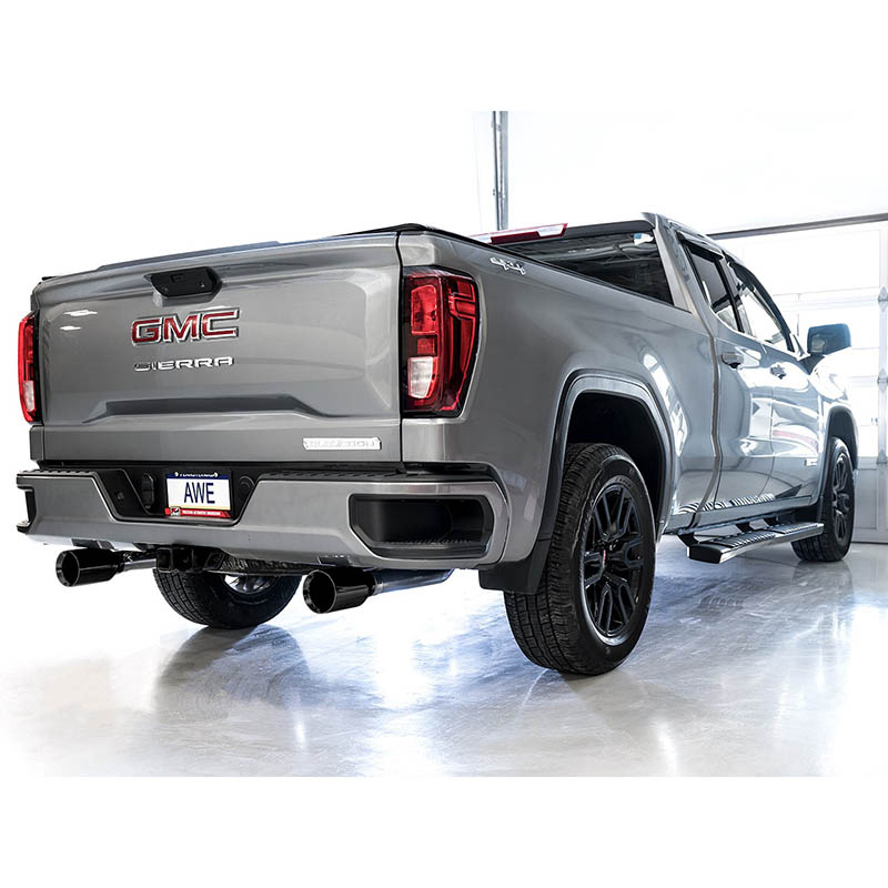 AWE Tuning | 0FG Cat-Back Exhaust Black Tips - Silverado / Sierra 1500 / Limited 5.3L 2019-2025