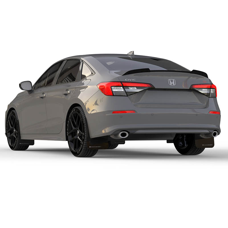 RallyArmor | Black UR Mud Flap Grey Logo - Civic / Si Sedan & Hatch 2022-2025