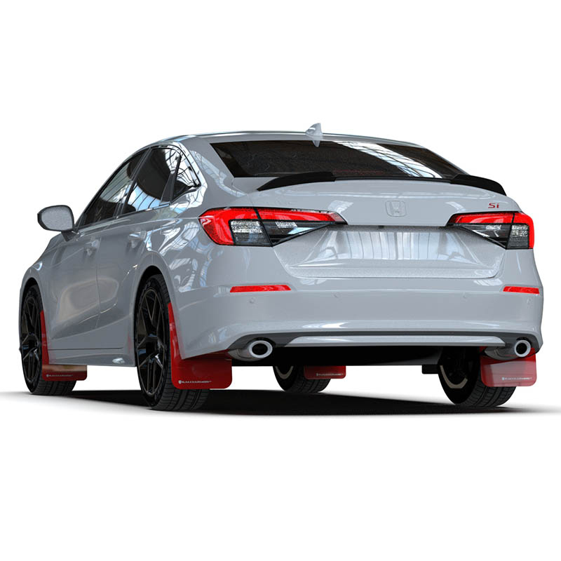 RallyArmor | Red UR Mud Flap White Logo - Civic / Si Sedan & Hatch 2022-2025