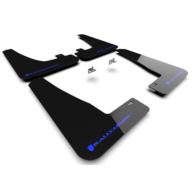 RallyArmor | Black UR Mud Flap Blue Logo - Tesla Model X / X Plaid 2022-2026