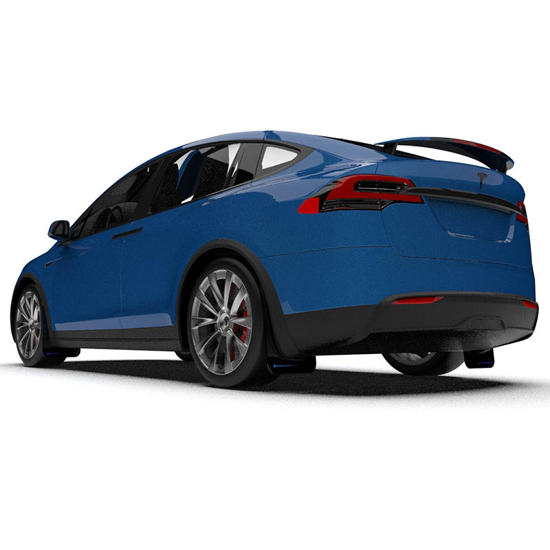 RallyArmor | Black UR Mud Flap Blue Logo - Tesla Model X / X Plaid 2022-2026