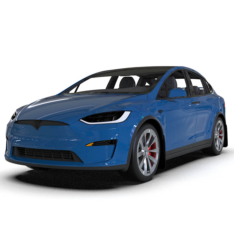RallyArmor | Black UR Mud Flap Blue Logo - Tesla Model X / X Plaid 2022-2026