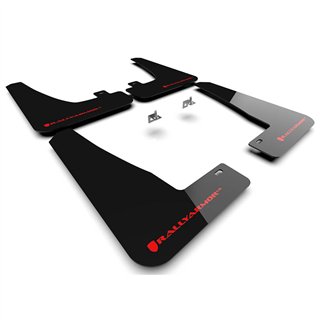 RallyArmor | Black UR Mud Flap Red Logo - Tesla Model X / X Plaid 2022-2026