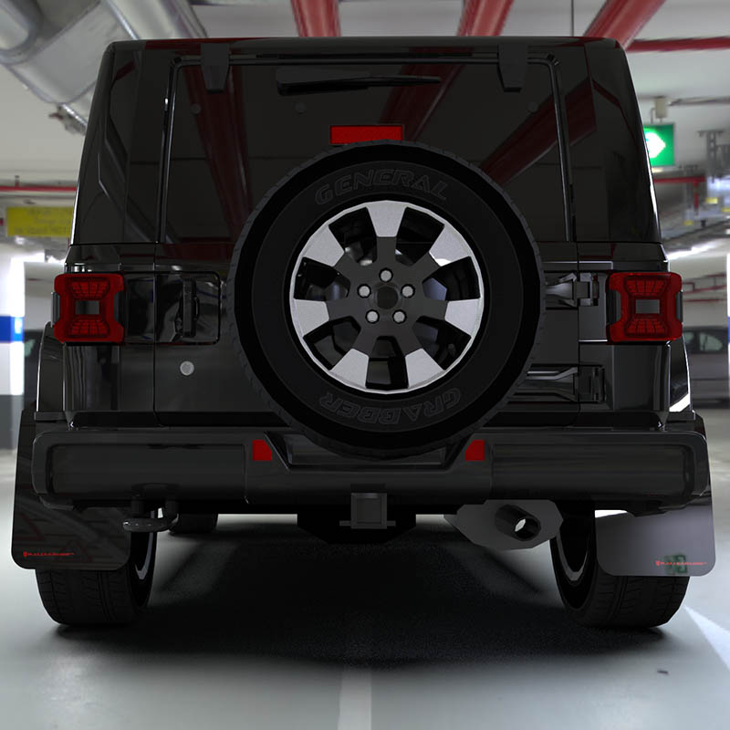 RallyArmor | Black UR Mud Flap Red Logo - Wrangler JL / 4xe 2018-2025