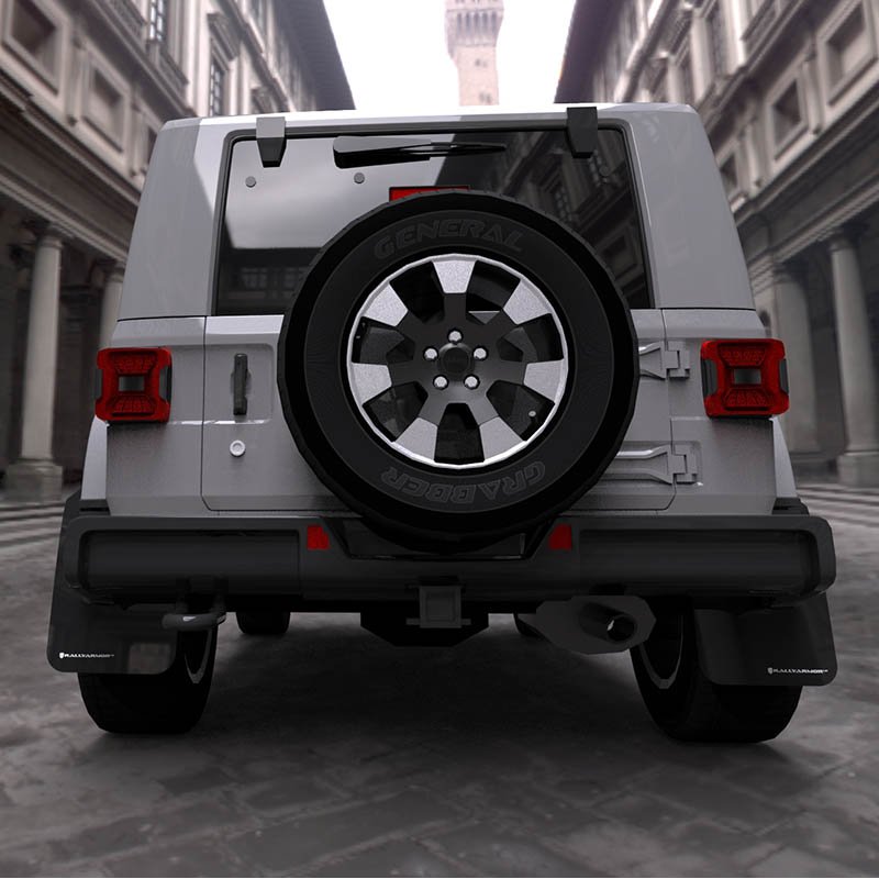 RallyArmor | Black UR Mud Flap White Logo - Wrangler JL / 4xe 2018-2025