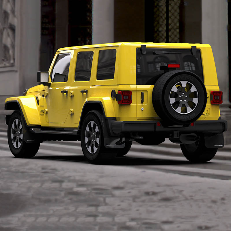 RallyArmor | Black UR Mud Flap White Logo - Wrangler JL / 4xe 2018-2025