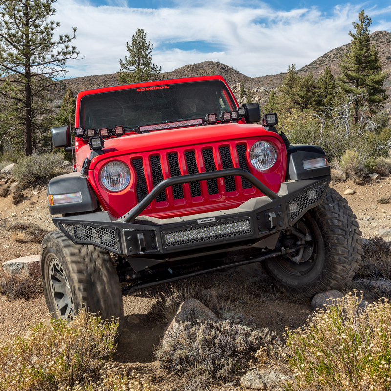 Go Rhino | Rockline Winch-Ready Full Width Bumper w/ Overrider - Gladiator / Wrangler (JK) / Wrangler (JL) 2007-2025