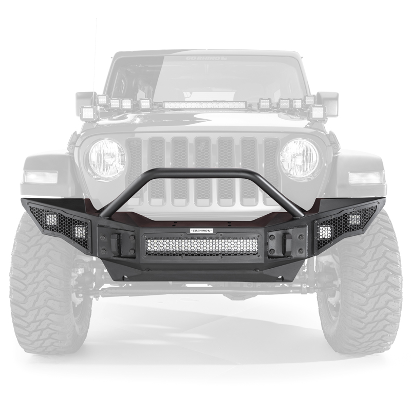Go Rhino | Rockline Winch-Ready Full Width Bumper w/ Overrider - Gladiator / Wrangler (JK) / Wrangler (JL) 2007-2025
