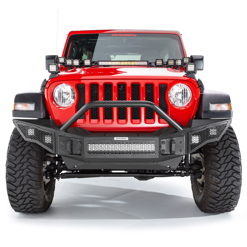 Go Rhino | Rockline Winch-Ready Full Width Bumper w/ Overrider - Gladiator / Wrangler (JK) / Wrangler (JL) 2007-2025