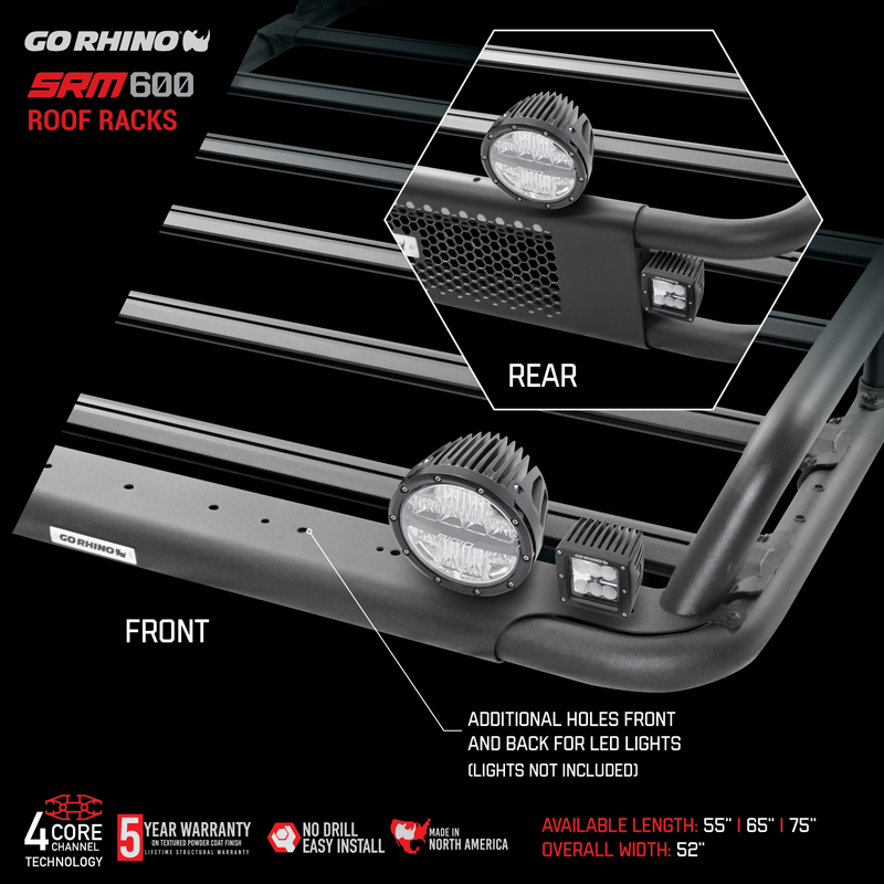 Go Rhino | SRM600 55in Tubular Basket-Style Roof Rack